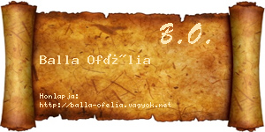 Balla Ofélia névjegykártya